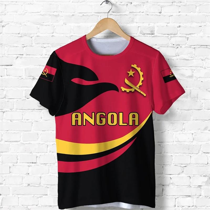 Xuhaijian02 Angola Vlag Zomer Heren T-shirt Angolese Nationale 3D Print T-shirt Oversized GYM Tops Sport Fitness Korte Mouwen T-shirts 2XL
