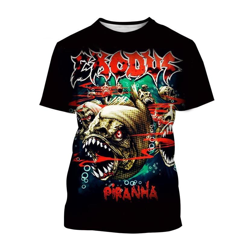 Xr 01 Hot Sale Exodus Gepersonaliseerde Bedrukte 3D Print T-shirt Gepersonaliseerde Band Hiphop Mannen en Vrouwen Casual Cool T-shirt Harajuku Street Punk M
