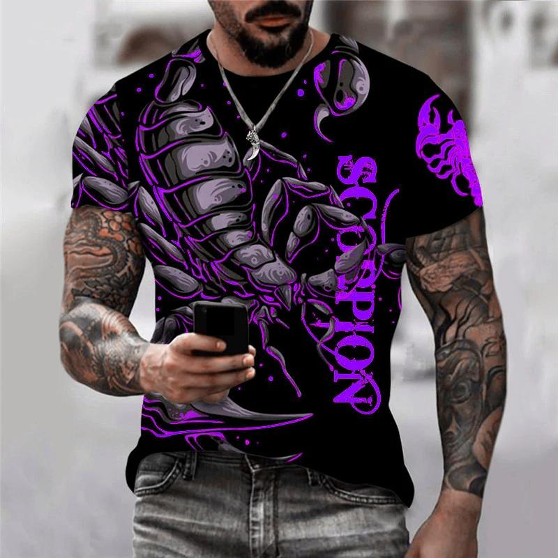 Transmission of love Scorpion Grafisch Heren Trend T-shirts Korte Mouw O-hals Straat 3D Dierenprint Heren T-shirt 6XL Grote Maat Zomer Casual Tops S