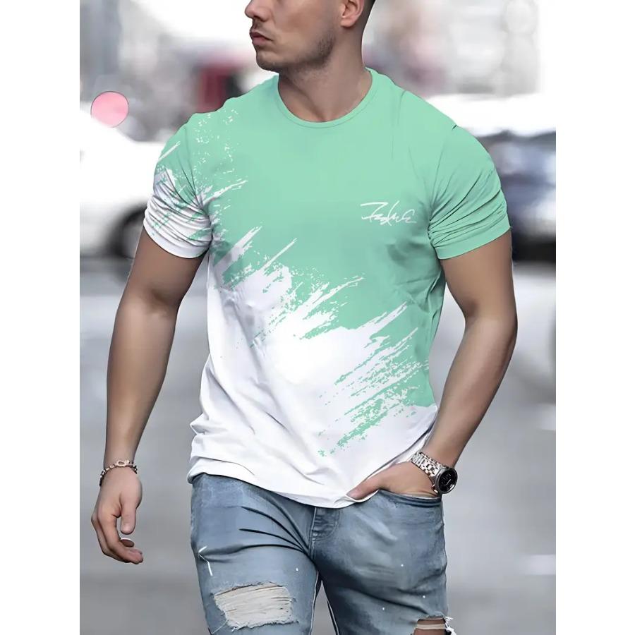 WowClassic Stijlvol T-shirt met grafische print voor heren - Comfortabel, ademend, top met korte mouwen voor dagelijkse zomeractiviteiten - Casual, modieus en veelzijdig T-shirt voor heren 2XL