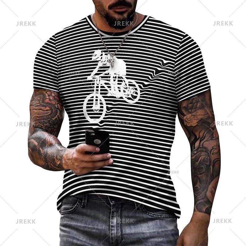 Men look 3D Clothes Bike Vintage Sport Fiets 3D Bedrukte T-shirt Voor Mannen O Hals Korte Mouw Zwarte T-shirts Homme Streetwear Kwaliteit Mannelijke T-shirts M