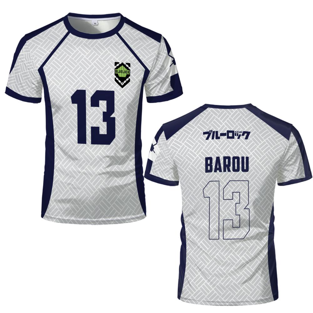 Bobby3 Zomer Heren Blauw Slot Anime Voetbal Jersey T-shirt Dames Ronde Hals Sport Tops Kinderen Casual Korte Mouw T-shirt 2XL