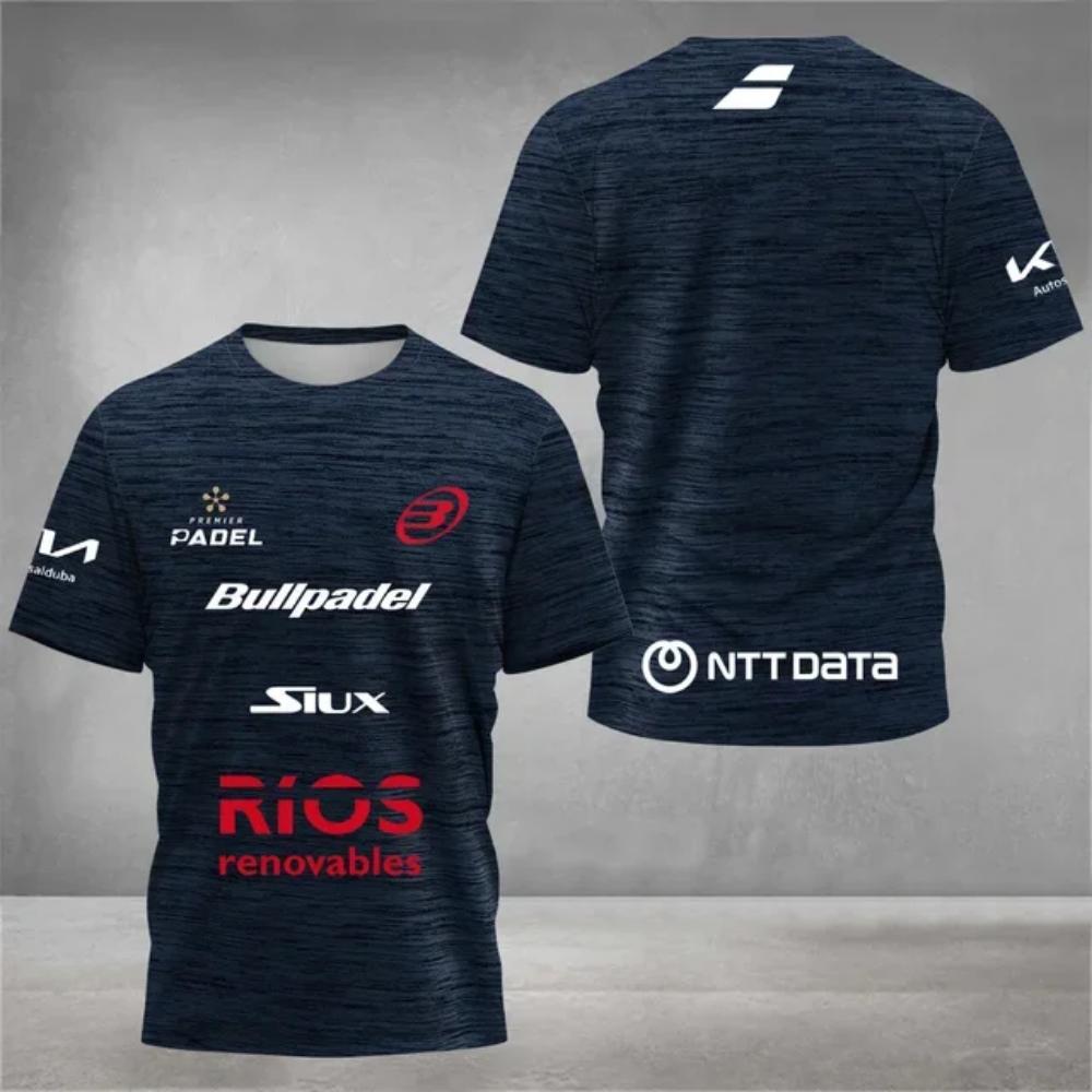 ETST35 Padel tennis fan ademend snel drogend T-shirt, heren tennis training top, 3D geprinte zomer kleding met korte mouwen, rond L