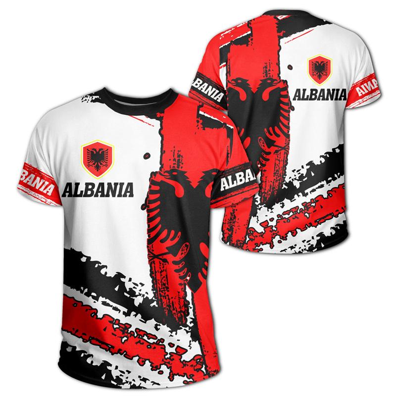 ETST 005 Groothandel Jersey Voetbal Albanië Jersey 2024 Voetbalteam T-shirt 3D Albanees Vlag Grafische T-shirts Albanees Embleem T-shirts M