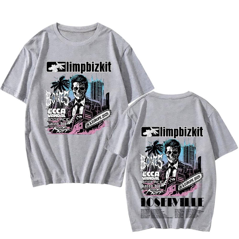 Planet clothing wholesale Limp Bizkit UK and Europe Tour 2025 T-shirt Rap Rock Vintage Cotton Tees New Enjoy First Tshirts Unisex Fashion Crewneck Clothes S grijze kleur