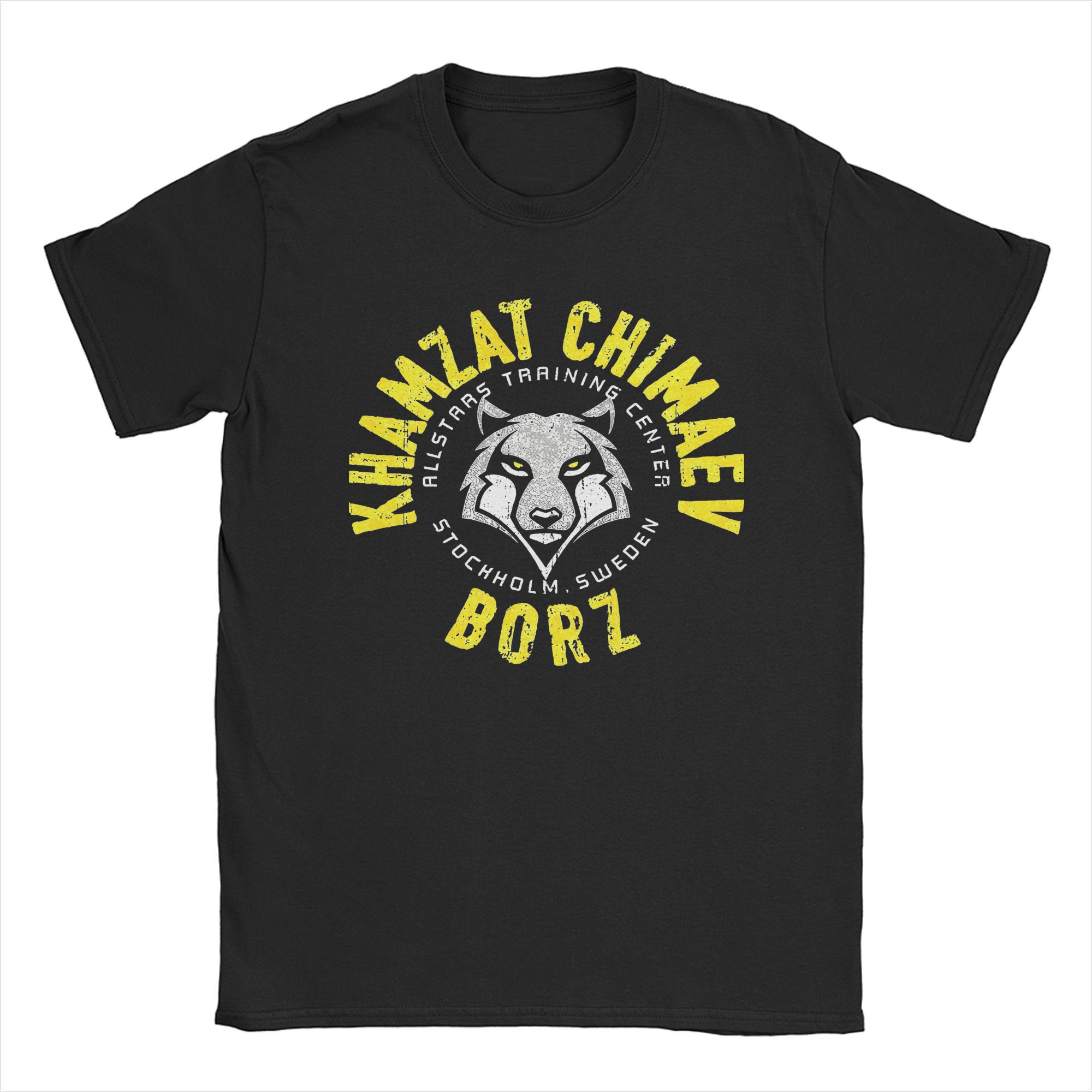 Comfortable season Hipster Wolf King Khamzat Chimaev Fighting T-Shirts Men Cotton T Shirt Chechnya Boxing Short Sleeve Tee Shirt 5XL merchandise M zwart