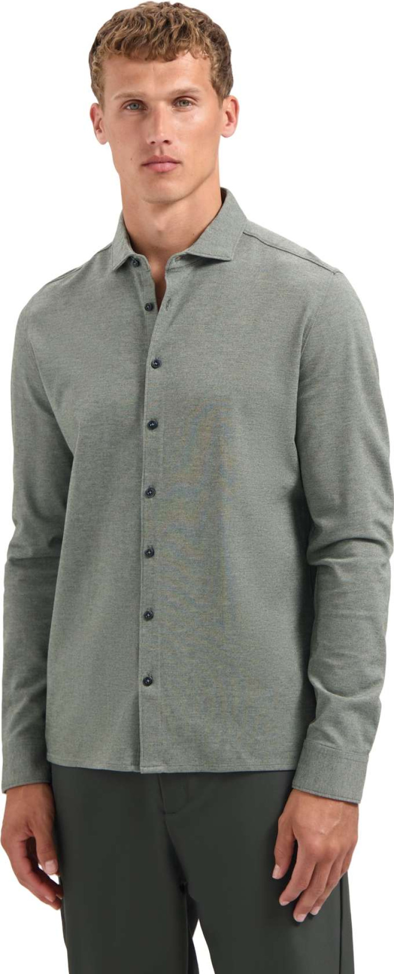 No Excess Shirt jersey melange stretch dark green