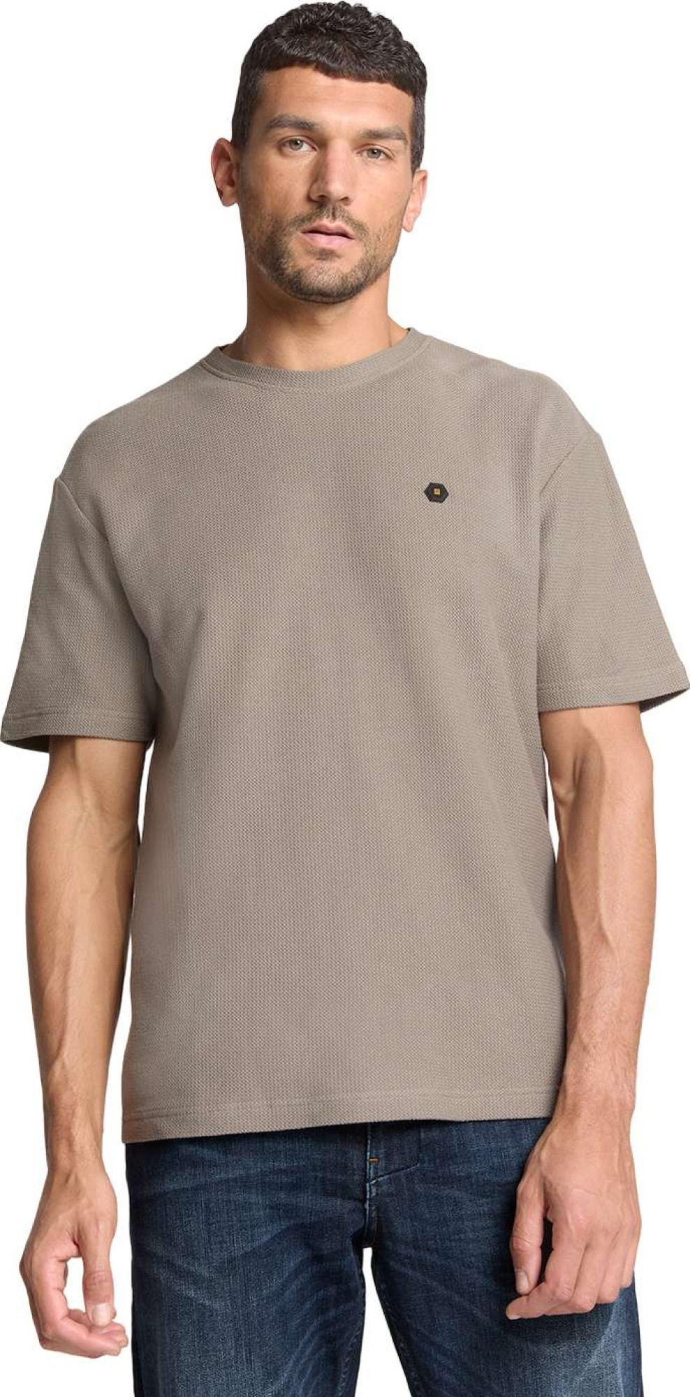 No Excess T-shirt crewneck solid jacquard clay