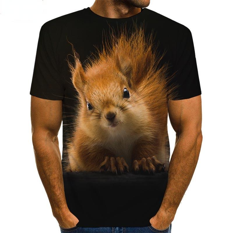 ETST WENDY Mannen Eekhoorn T-shirt 3D Print Shirt Dier Grafische Tees Mooi Patroon Tops Mannen/Vrouwen Schattige Puppy Gezicht Tee grappig Huisdier T-shirt XS