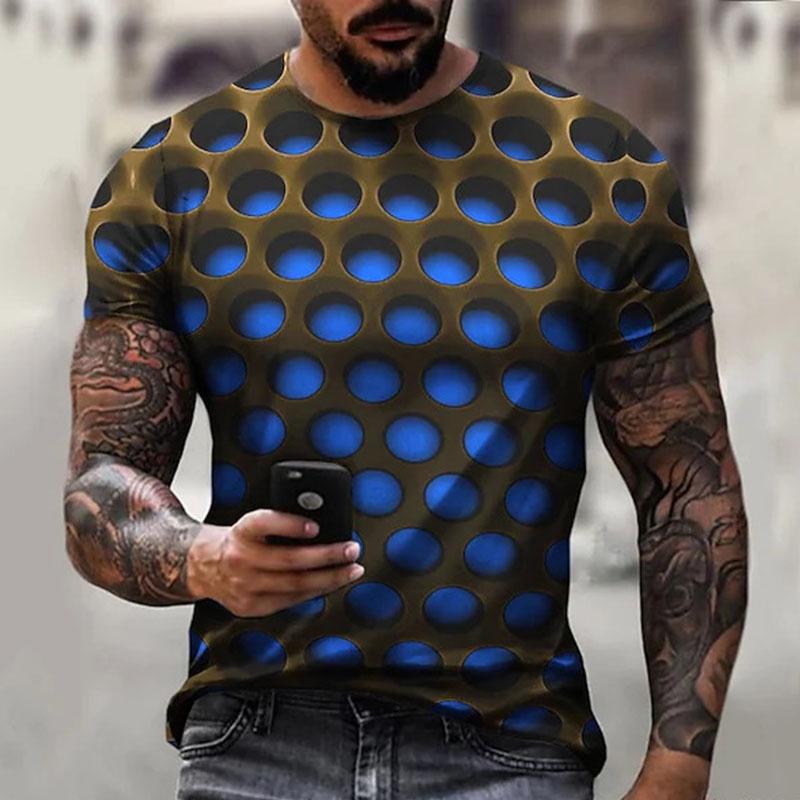 3D Fashion Design Clothing Voor heren T-shirt 3D-print Optische illusie Grote maten Korte mouw Informeel Tops Polyester Modieus Street chic overdreven Cool Ronde hals L