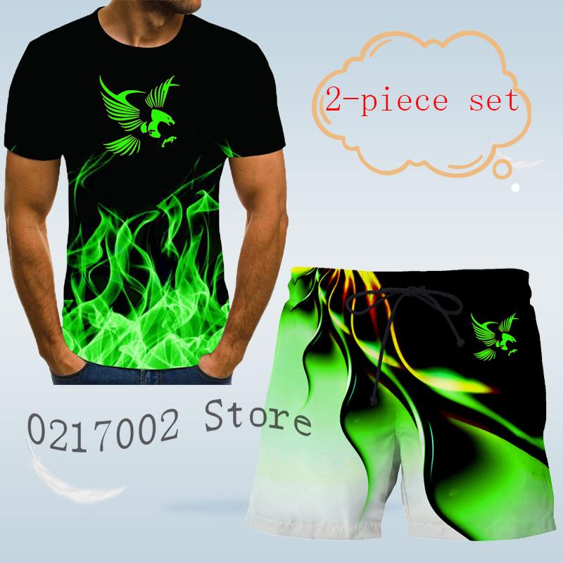ETST WENDY 005 Herenmode Eagle print mode 3D T-shirt designer heren pak overhemd fancy Hawaiian Beach print heren shirt met korte mouwen Top XL