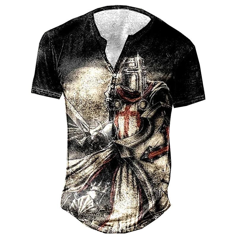 Haodingfushi 2023 Nieuwe Vintage Stijl Zomer Korte Mouw Mode T-shirt, Mannen Slim Fit V-kraag Knop T-shirt Tops. 5XL
