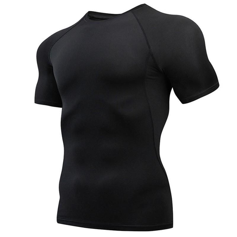 YOUNAXIN Heren zwarte T-shirts met korte mouwen Basislaag Sport Skinny Hardlopen Fietsen Strak dieptepunt Fitness Workout Outdoor Training Top Sportkleding XL zwart