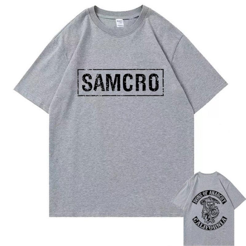 The second face a man Sons of Anarchy SAMCRO Dubbelzijdig Print T-shirt Mannen Womnen Mode Hip Hop Rock Tees Korte Mouw Zomer Katoenen T shirts Tops XL
