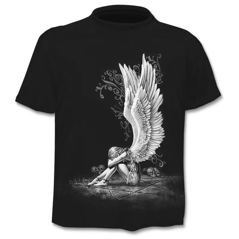 Wengy 2 Mannelijke motorfiets t-shirt vintage punk korte mouw schedel print mannen top oversized casual hiphop t-shirt zomer heren tee kleding S