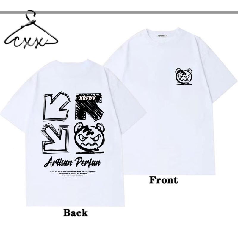 Nihao Luxe merk T-shirt zomer katoenen heren T-shirt mode beer patroon gedrukt straat casual unisex korte mouw top 3XL