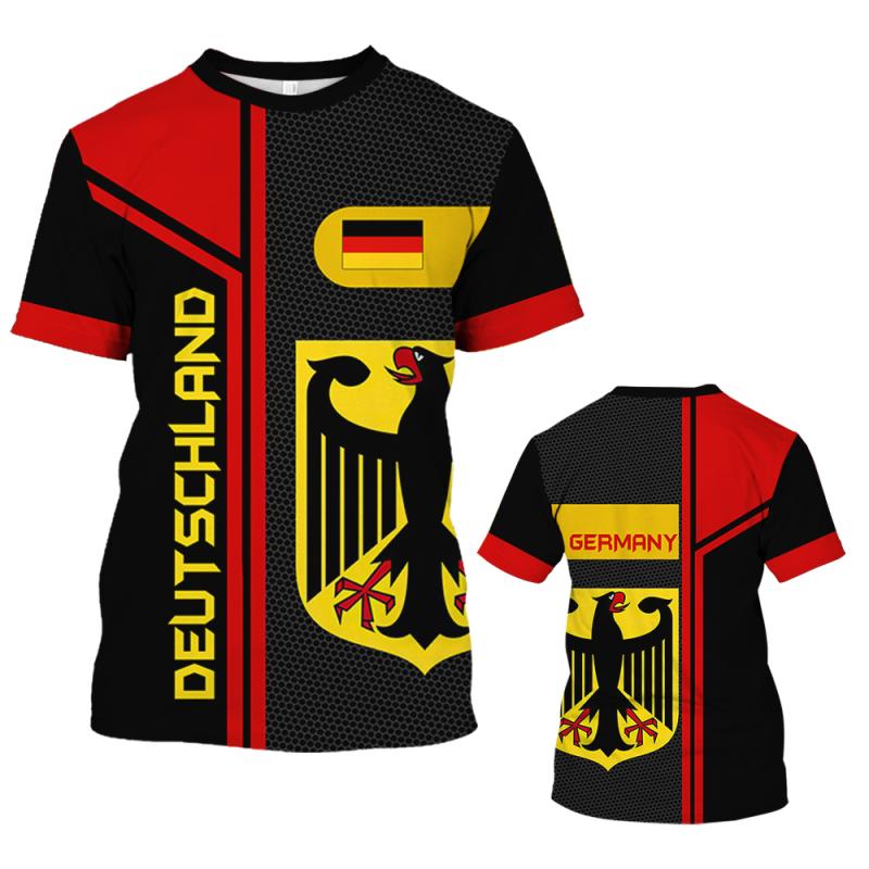 ETST WENDY Duitsland Nationale Vlag Patroon Heren T-shirt Zomer Ademend Materiaal Sneldrogend Tees Mode Ronde Hals Oversized Korte Mouw 2XL