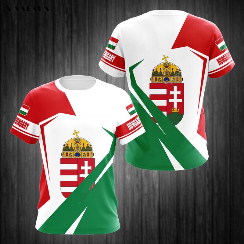 ETST 03 Hongarije Vlag Print Heren T-shirt Hoge Kwaliteit Korte Mouw Mode Ronde Hals Tops Straat Harajuku Tees Oversized Retro Kleding L
