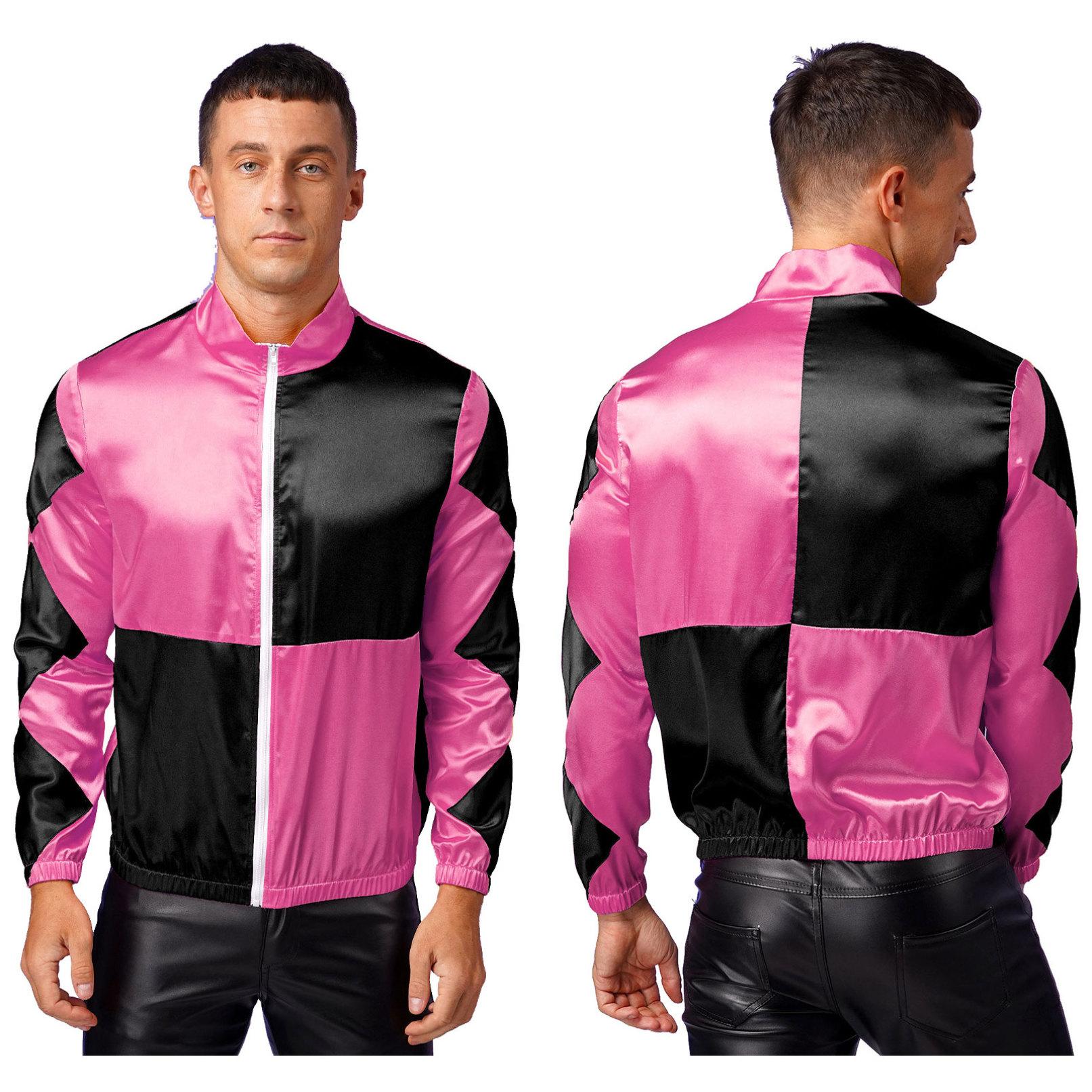 YOOJIA Paardenjockey-kostuum voor heren met kleurblokken, paardenrenner, race-bovenkleding, sport, toneelspeljas XL