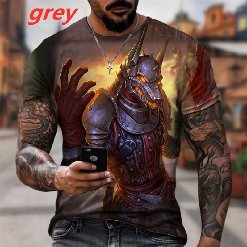 ETST 03 2023 Zomermode Oude Horus Egyptische God Anubis 3D Print T-shirt O Hals Streetwear Casual Cartoon Anime Korte Mouw Tee L
