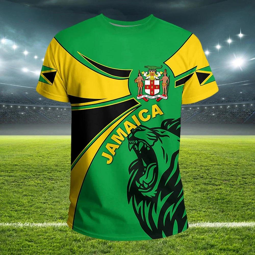 Xuhaijian02 Jamaicaanse vlag 3D T-shirt voor heren Voetbalshirt Nationaal embleem T-shirts Voetbalteamkleding 5XL