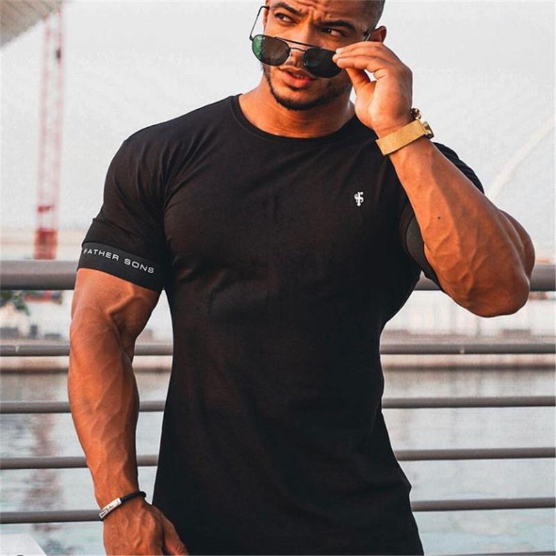 TryTry Gym T-shirt Heren Korte mouw T-shirt Casual Slim t-shirt Mannelijk Fitness Bodybuilding shirt Workout Tee Tops Zomerkleding XS