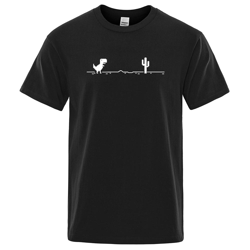 New Young Heren T-shirts Bedrukte Dinosaurus Cactus Grappige Tops Zomer Katoenen T-shirt voor Heren Casual O-hals T-shirts Streetwear Basic Top M zwart