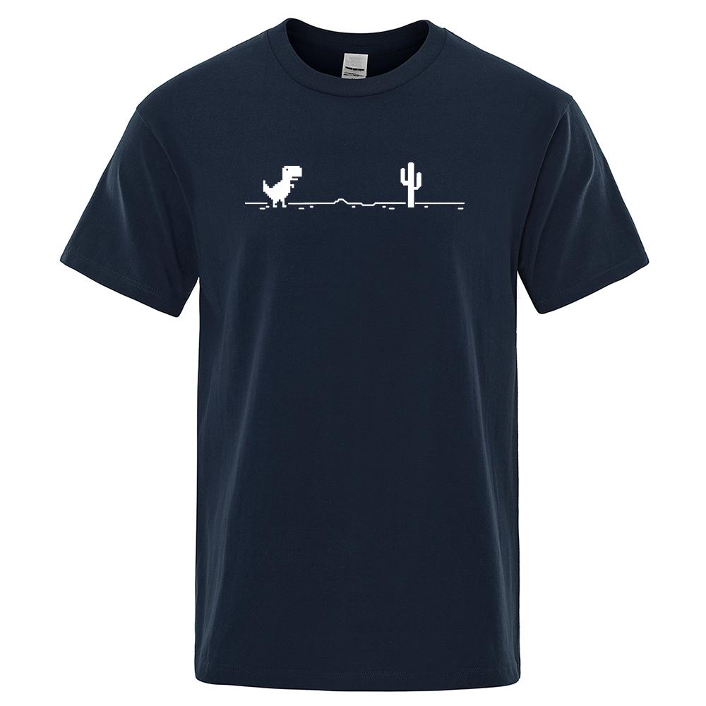 New Young Heren T-shirts Bedrukte Dinosaurus Cactus Grappige Tops Zomer Katoenen T-shirt voor Heren Casual O-hals T-shirts Streetwear Basic Top S