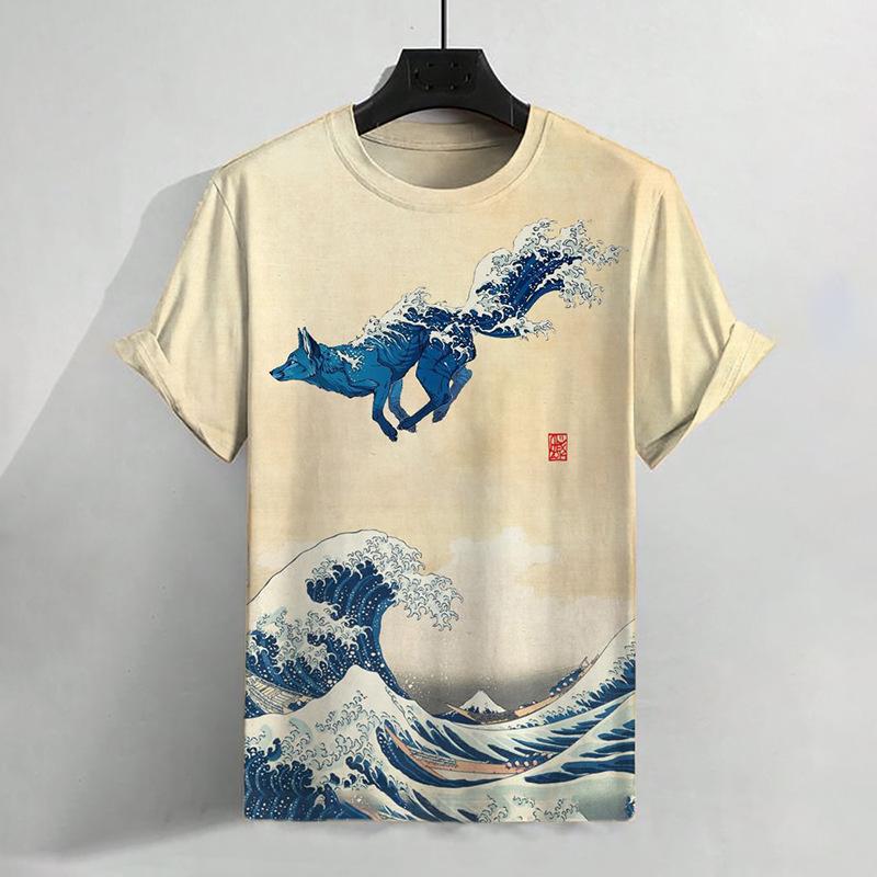 ETST WENDY 05 3d Samurai Cat Print Korte Mouw T-shirt Voor Heren Nieuw Retro Heren T-shirt Mode Oversized Mannenkleding Snel Drogende T-shirts Tops 2024 M