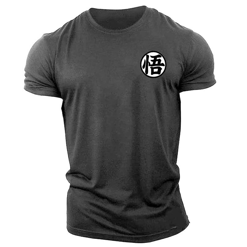 Laoxu Workout Heren Gym T-shirt Goku Print Korte Mouwen T-shirt Zomer Casual Tee Streetwear Heren O-hals Sweatshirt Dameskleding S zwart