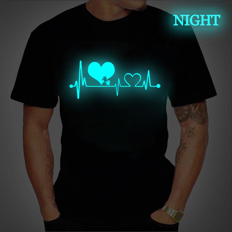 Xr 01 Muziek Symbool Hartslag Lichtgevende 3D Print Vrouwen Mannen T-shirt Zomer Tops voor Vrouwen Tops Tee Heren T-shirt Mannelijke Kleding XL