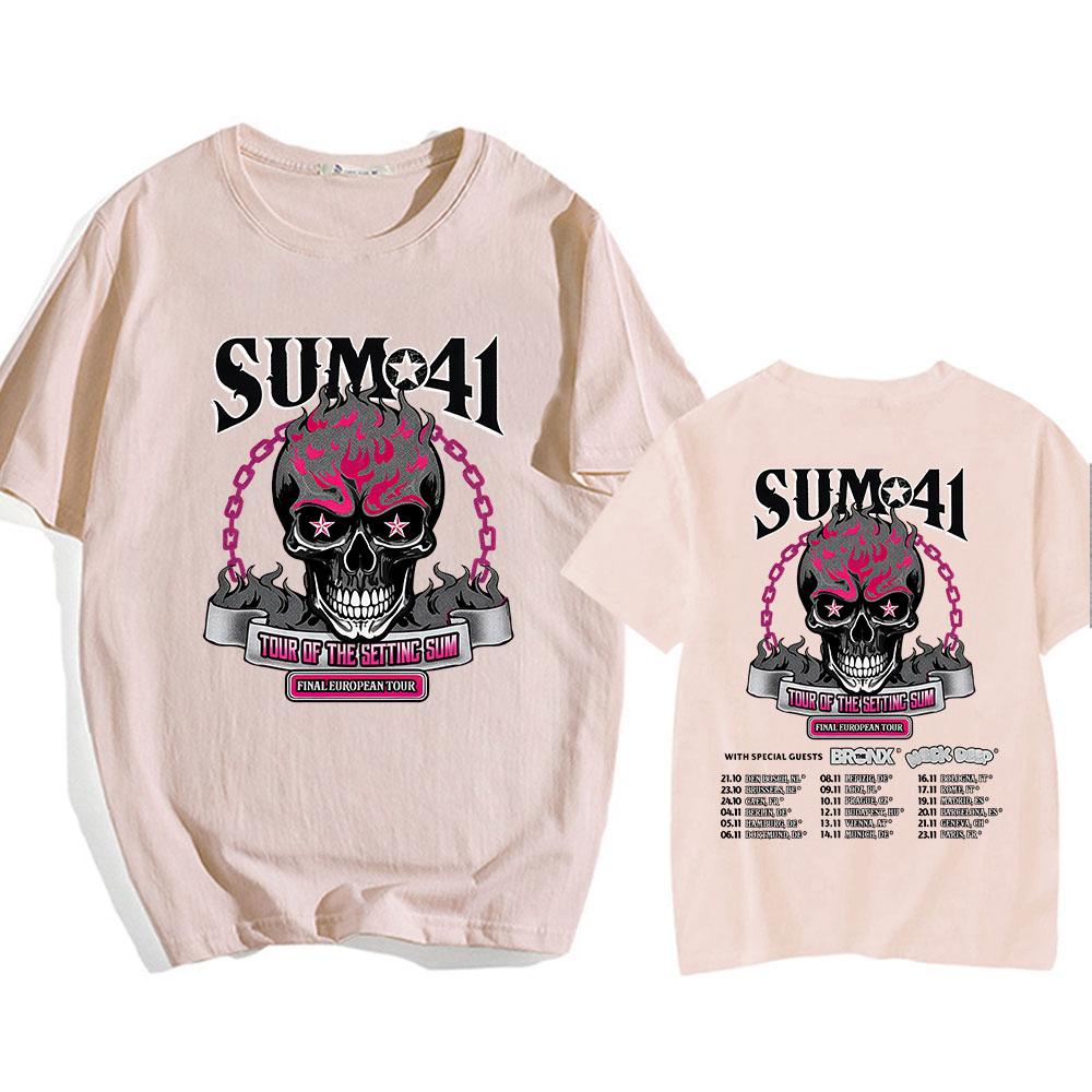 Trendy discount Tour of The Setting Sum Sum41 T-shirt Katoen Zomer Hoge Kwaliteit Heren T-shirts Ronde Hals Casual Hip Hop Gothic T-shirt Unisex L