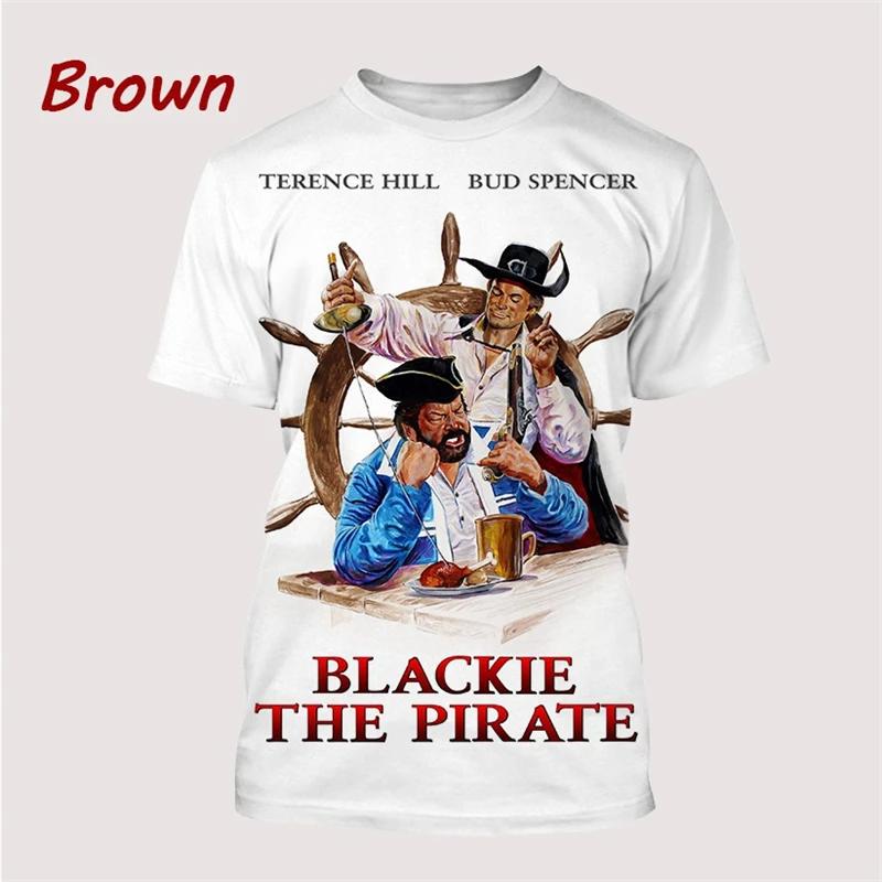 Laoxu Nieuwste Bud Spencer Terence Hill 3d Print Tops Harajuku O-hals T-shirt Casual Korte Mouw Mode T-shirt Zomer Herenkleding XL