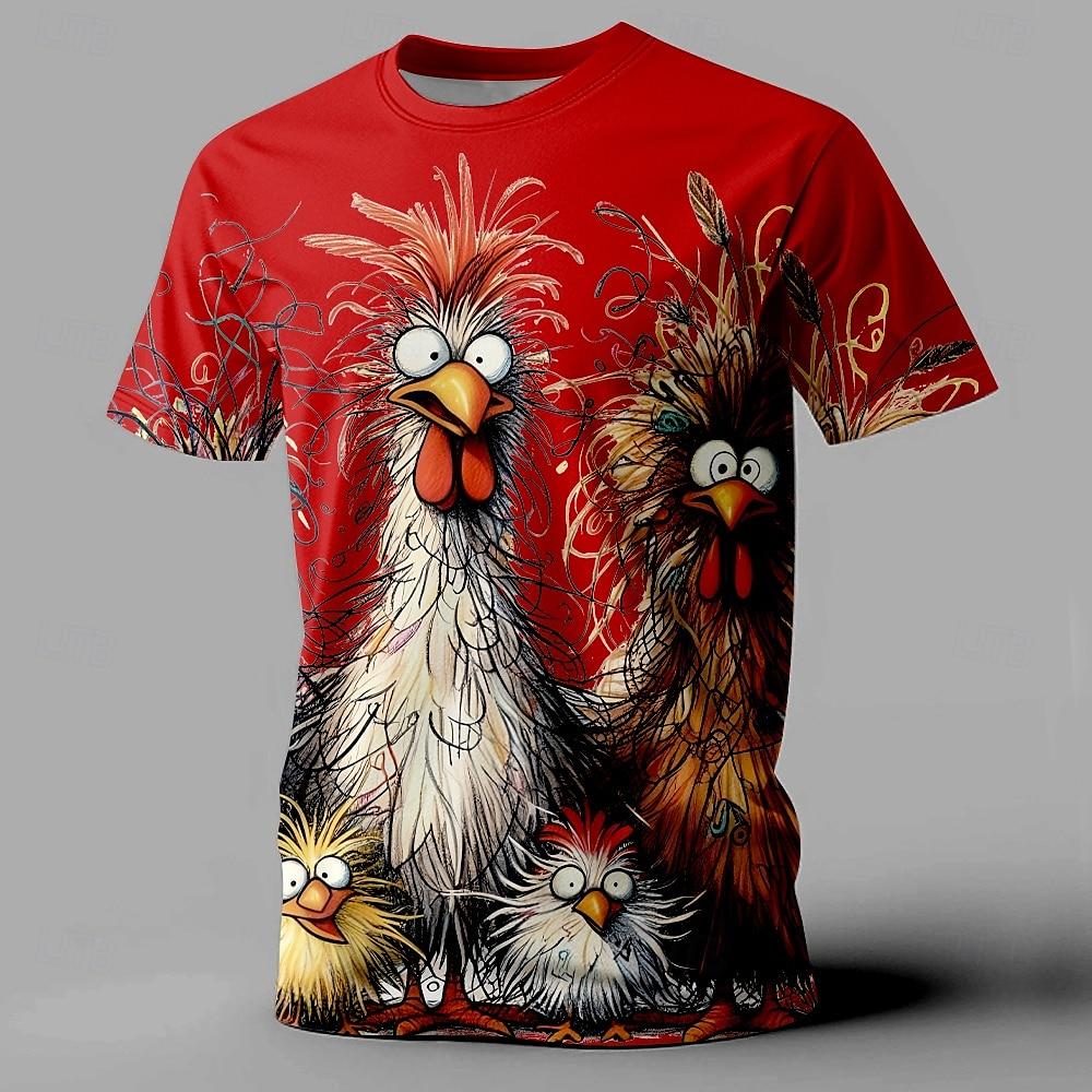 TIP723 Grappige heren T-shirt met dierenprint, korte mouwen, T-shirts met oversized mouwen voor herenkleding, zomer, straat, casual T-shirt voor mannen 2XL