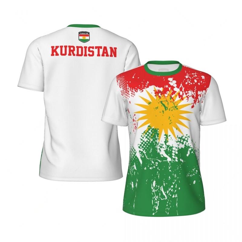ETST37 Koerdistan Vlag Grafisch Heren Voetbalshirt Mode Nationaal Embleem 3D Geprint Sport T-shirt Casual Oversized Ademende T-shirts M