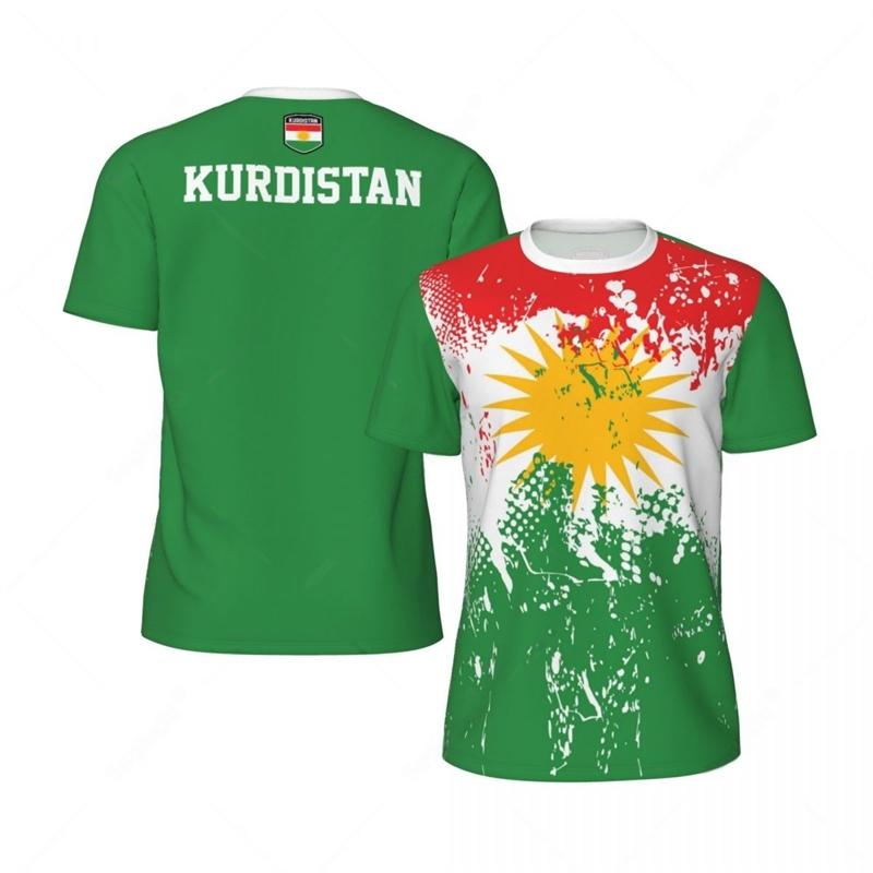ETST37 Koerdistan Vlag Grafisch Heren Voetbalshirt Mode Nationaal Embleem 3D Geprint Sport T-shirt Casual Oversized Ademende T-shirts S