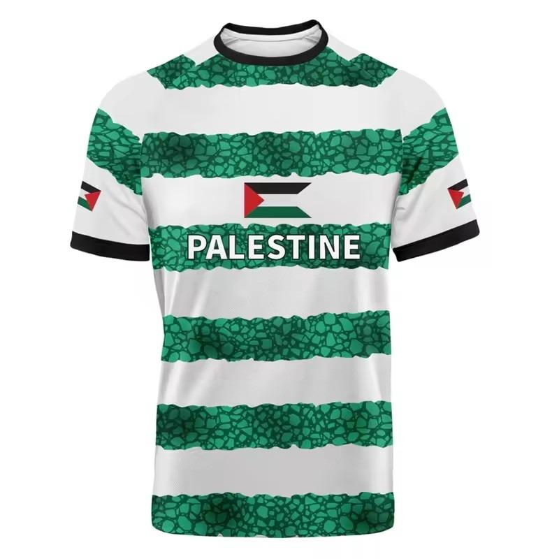 ForYourBeauty Heren Palestijnse Vlag Jersey T-shirt Ademend 3D-print L