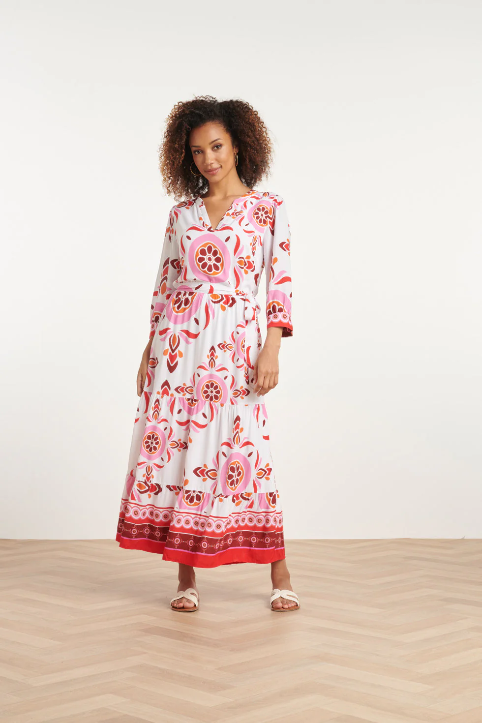 Smashed Lemon 24053 maxi jurk met diepe v-hals |