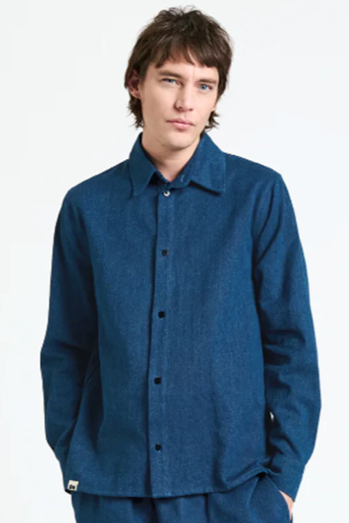 New Optimist Herren vegan Hemdschloss Blau
