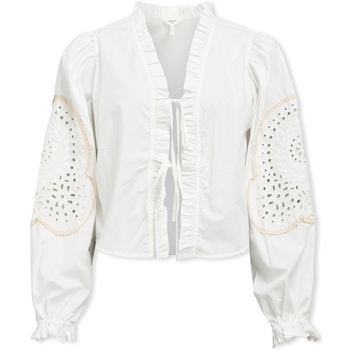 Object Blouse  Noos Top Brodera L/S - White Sand