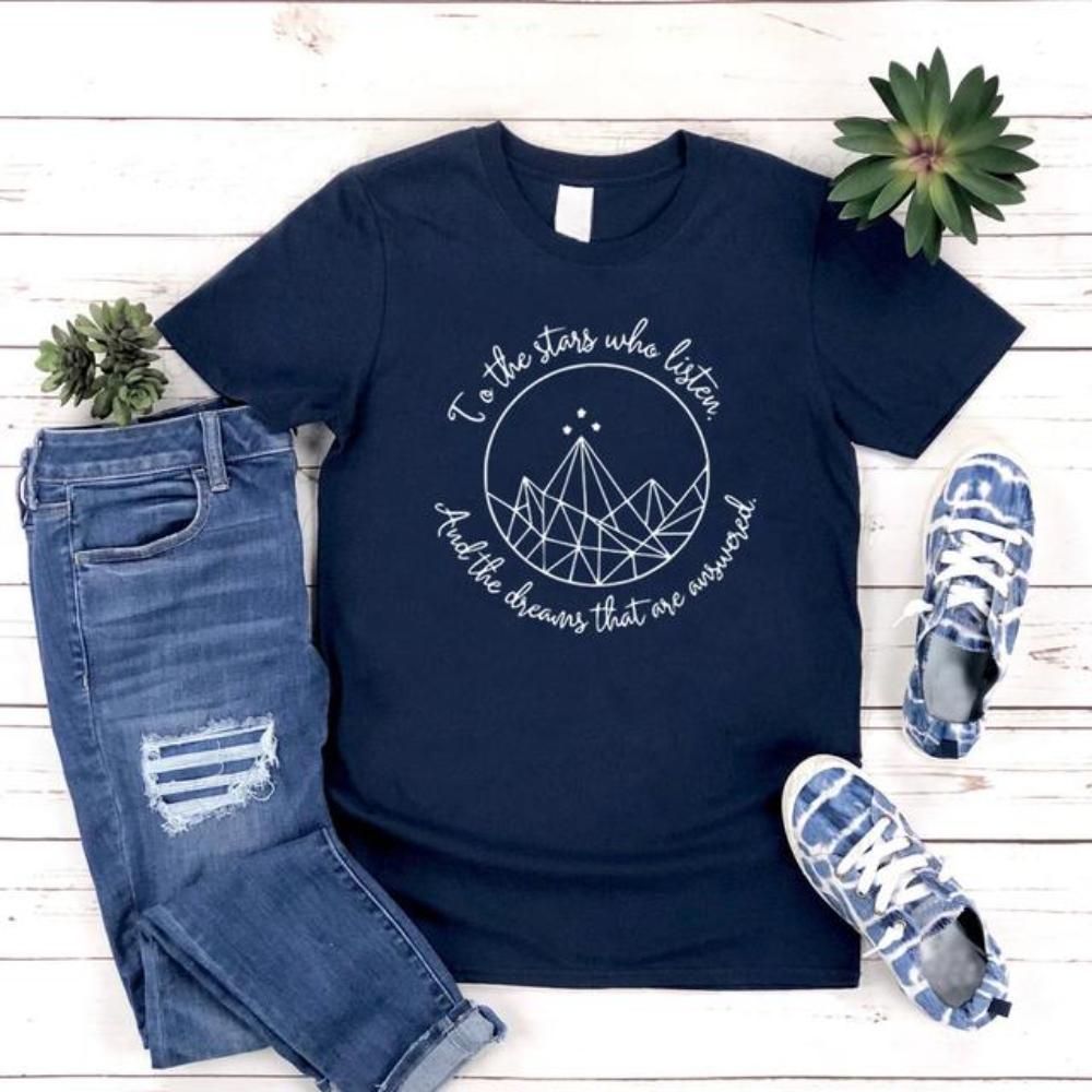 Bicheng Acotar Velaris T-shirt Night Court Symbol Shirt Sarah J Maas Een Hof van Doornen en Rozen Hof van Dromen T-shirt Unisex T-shirts Tops XL marineblauwe kleur