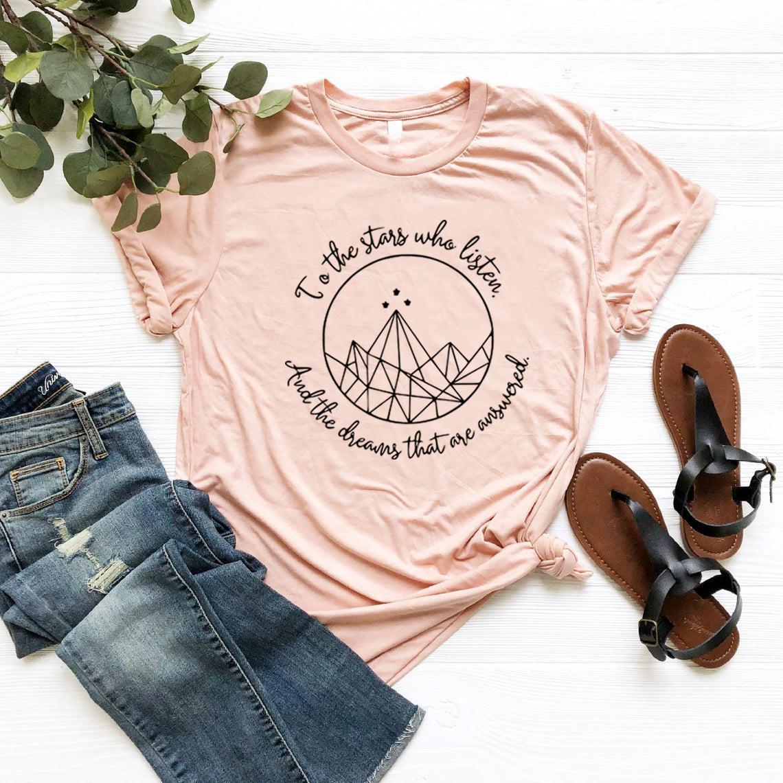 Bicheng Acotar Velaris T-shirt Night Court Symbol Shirt Sarah J Maas Een Hof van Doornen en Rozen Hof van Dromen T-shirt Unisex T-shirts Tops XL roze