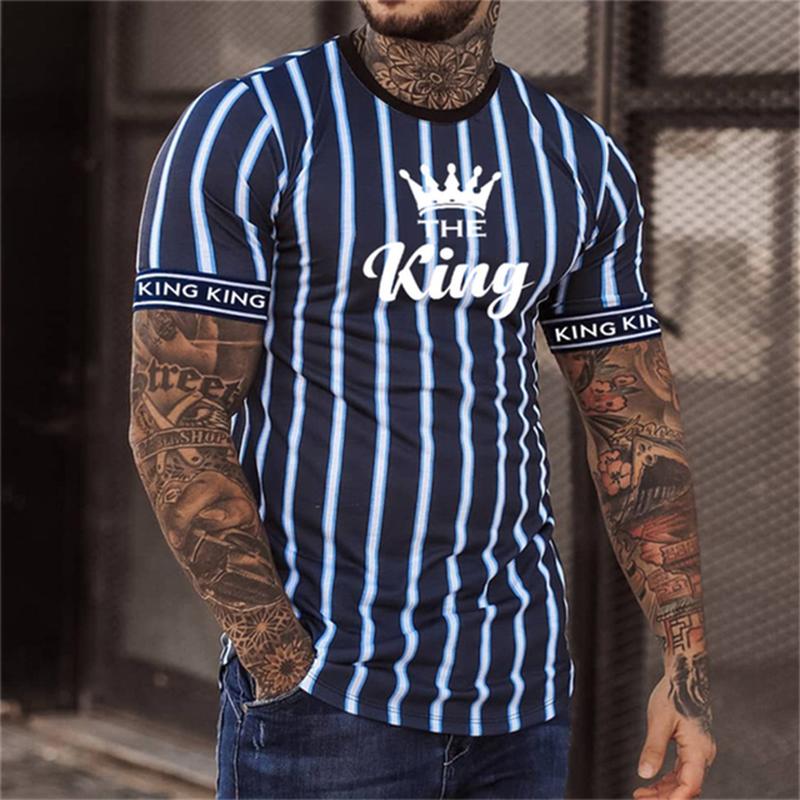 ETST WENDY T-shirt voor heren Letter King O-hals herentop Dagelijkse vrijetijdskleding Vintage sportkleding Losse oversized kleding Trend korte mouwen XL