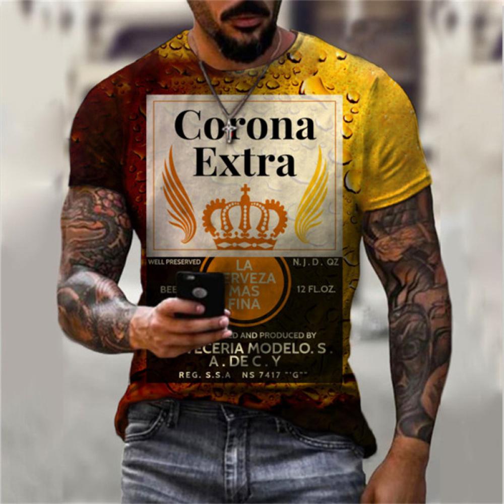 TIP723 Zomer mannen Casual Mode Guinness 3D Print T-shirt Losse O-hals Lichtgewicht Korte Mouw Oversized T-shirts Mannen Kleding XL