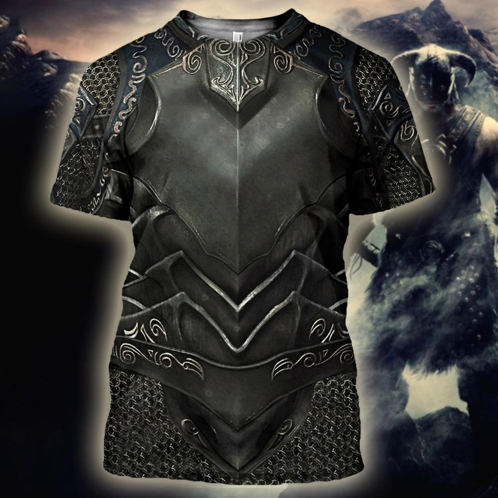 Xin nan zhuang Middeleeuwse ridderpantser heren T-shirt Tops 3D-print T-shirts Tempeliersridder Cosplay Korte mouw shirt O-hals Coole streetwear XXL
