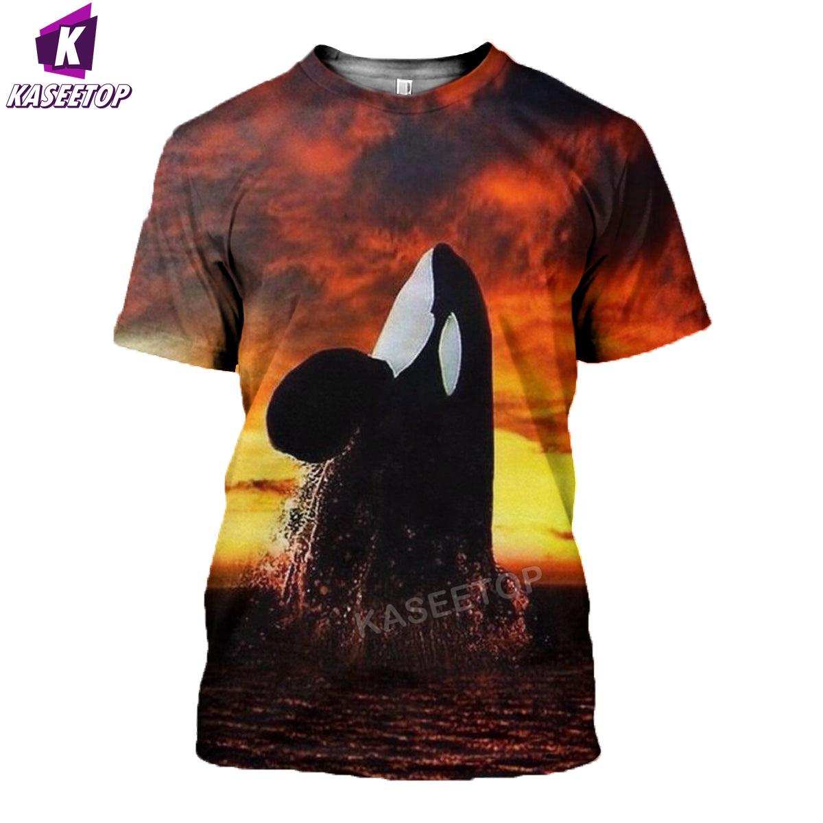 ETST 03 Mode Heren T-shirt Zomer Dier Dolfijn Korte Mouw 3D Gedrukt Top T-shirt Man Oversized Kleding Sport Trui tee Shirt M