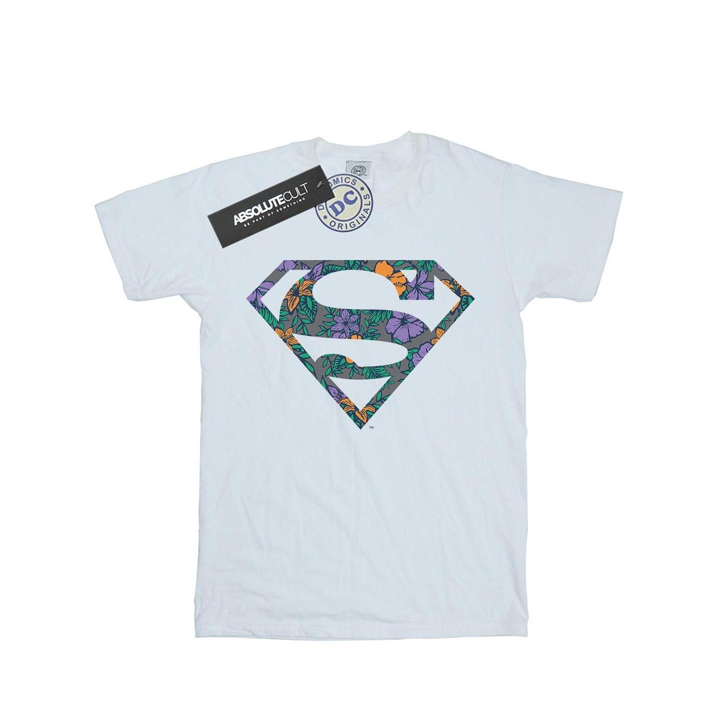 DC Comics Heren Superman bloemenlogo 1 T-shirt L wit