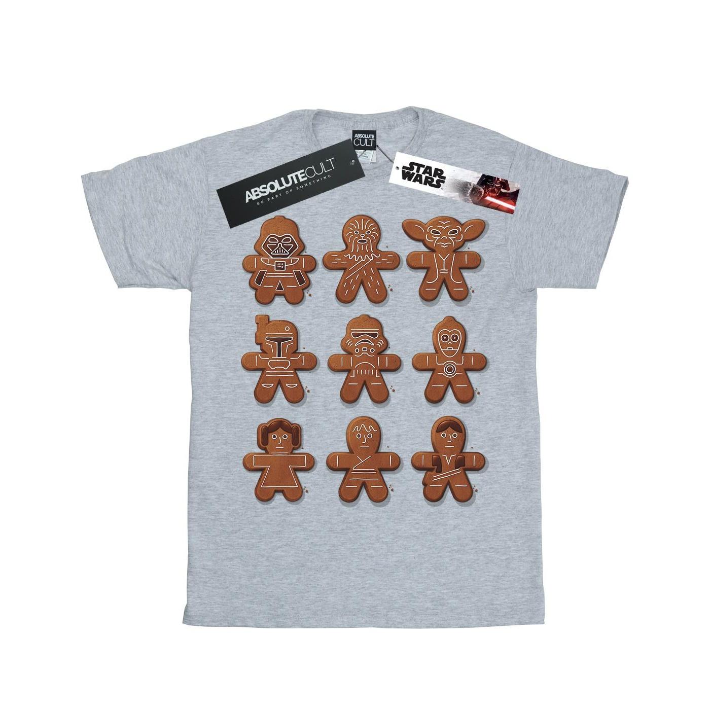 Star Wars Mens Christmas Gingerbread T-Shirt L grijs