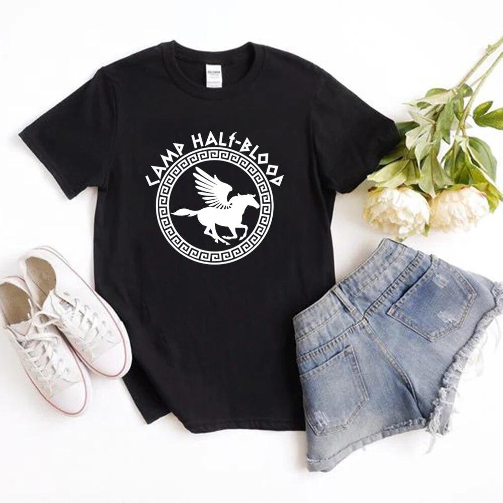 Bicheng Kamp Half Bloed T Shirts Fall Training Camp Spel Tshirt Halloween Magische Gift Percy Jackson Shirt Unisex T-shirts Harajuku Tees M zwart