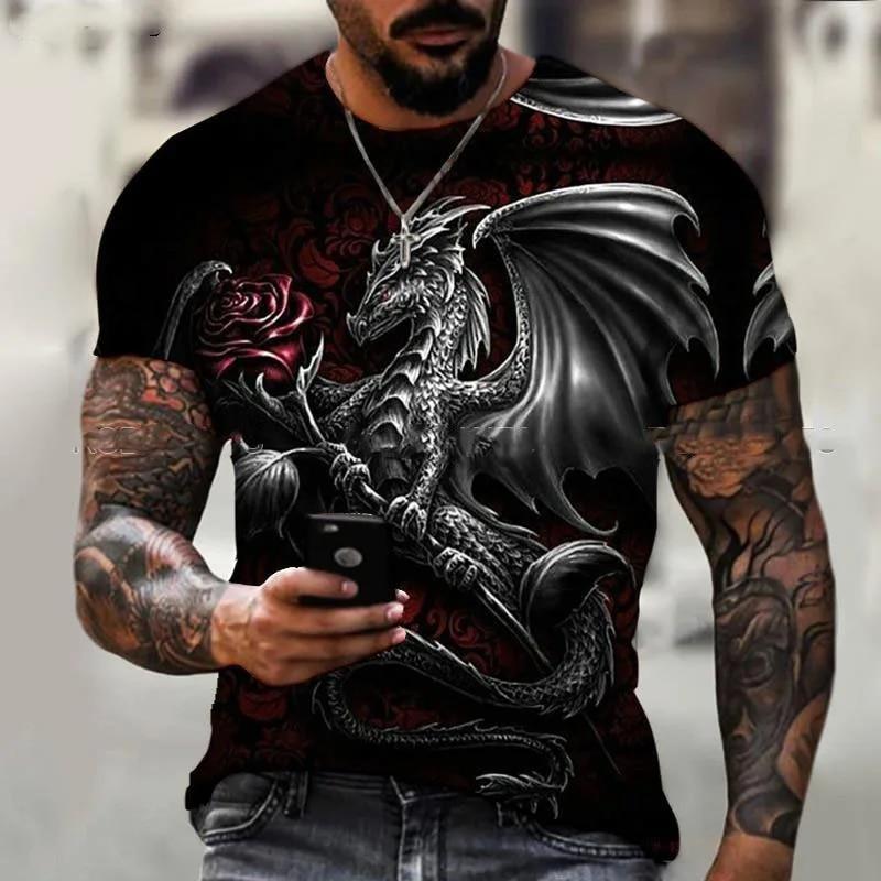 Xr 01 Heren T-shirt voor herenkleding Oversized T-shirt Chinese Draak Grafische 3D Print Zomer Casual Mode Korte mouw Tops S
